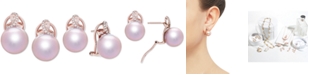 Honora Cultured Ming Pearl (12mm) & Diamond (1/10 ct. t.w.) Stud Earrings in 14k Rose Gold
